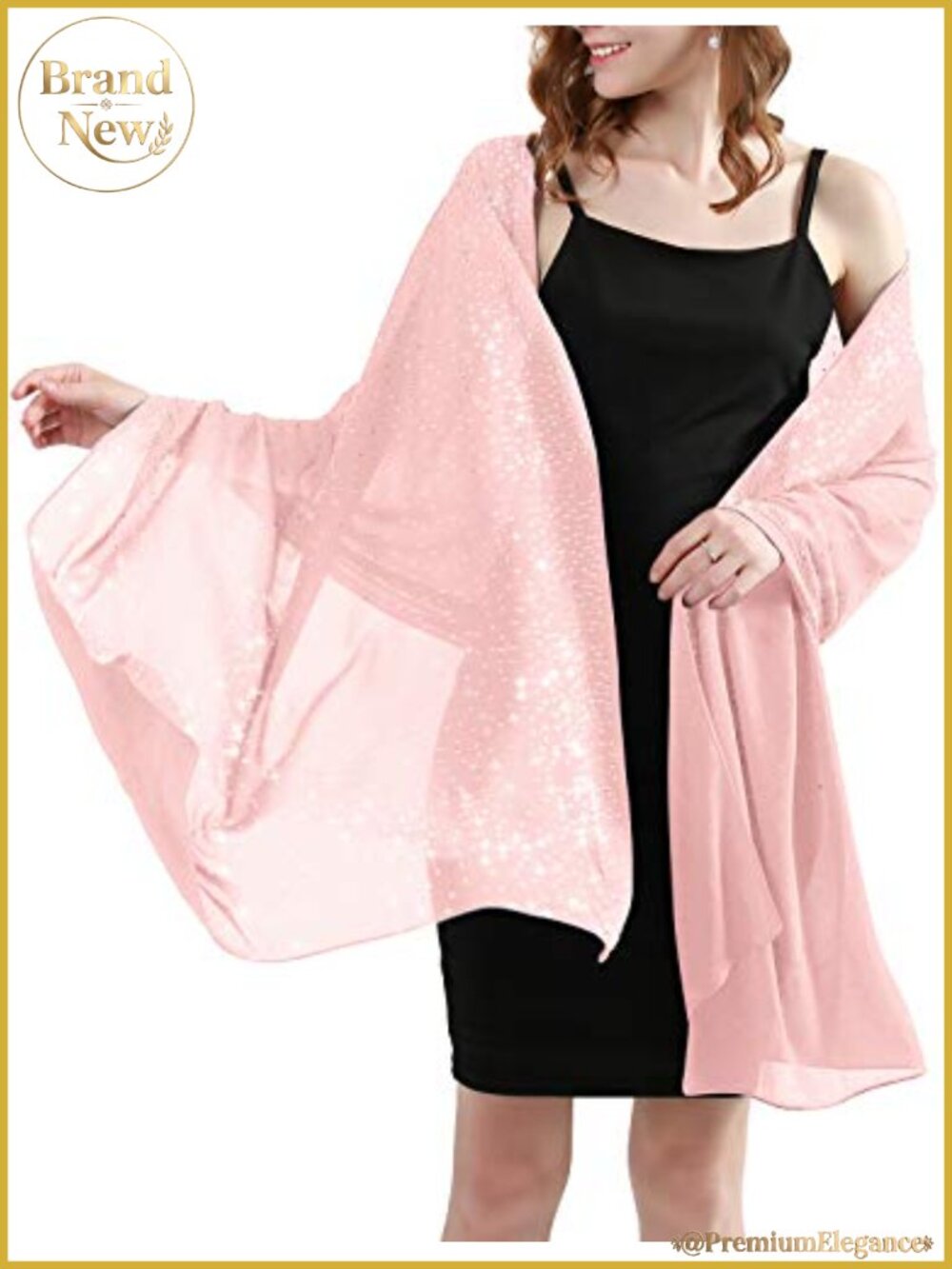 Rhinestone Chiffon Shawl Wrap Sparkly Evening Bridal Scarf